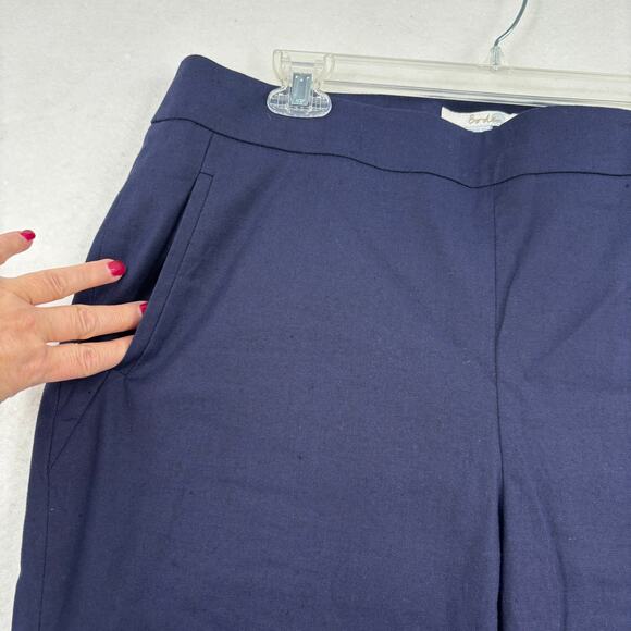 Boden Ankle Pants Womens Size 12 Navy Blue Linen Blend Stretch Side Zip Trouser - Picture 4 of 10